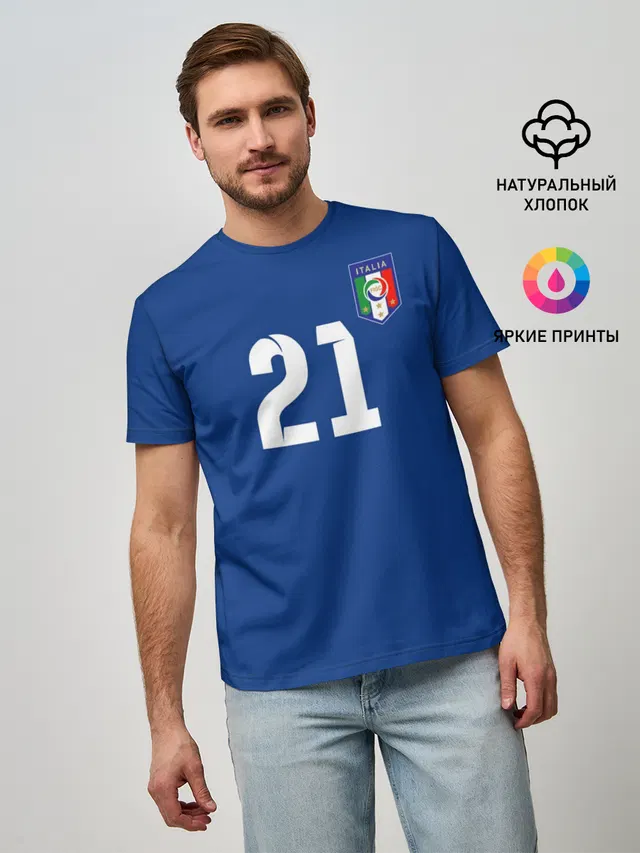 Мужская базовая футболка с принтом «Ювентус — Andrea Pirlo»
