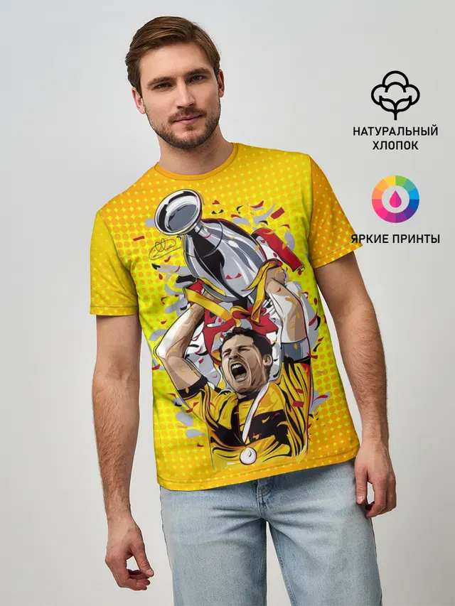 Мужская базовая футболка с принтом «Реал Мадрид — Iker Casillas»