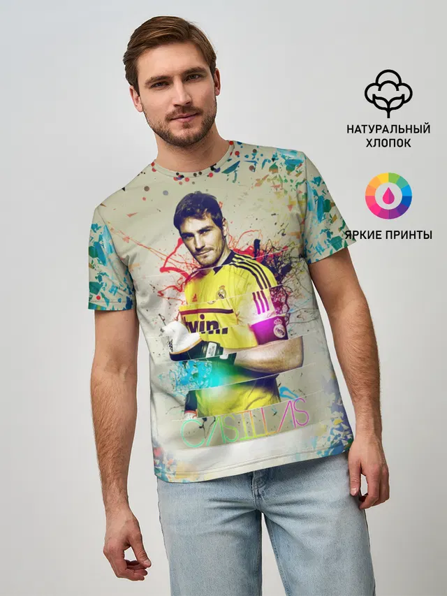 Мужская базовая футболка с принтом «Реал Мадрид — Iker Casillas»