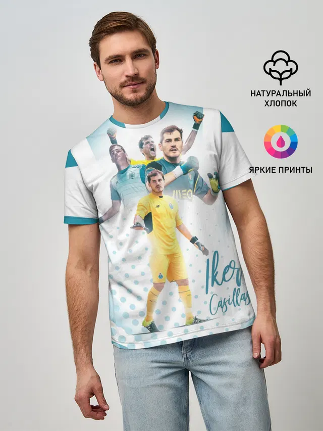 Мужская базовая футболка с принтом «Реал Мадрид — Iker Casillas»