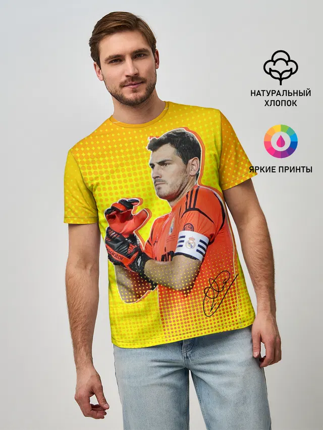 Мужская базовая футболка с принтом «Реал Мадрид — Iker Casillas»