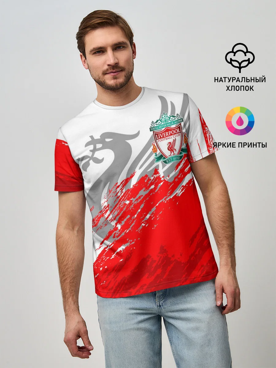 Мужская базовая футболка с принтом «LIVERPOOL», вид спереди