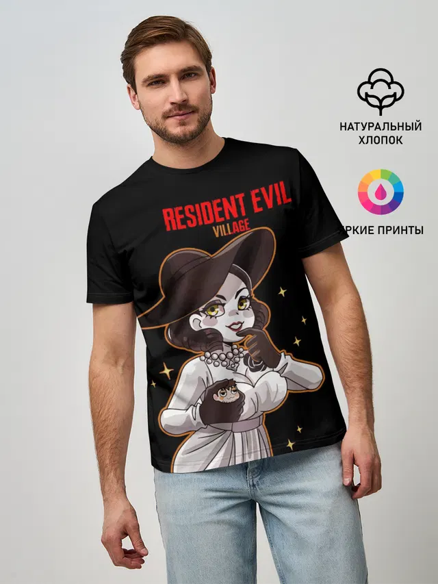Мужская базовая футболка с принтом «Resident Evil Димитреску»