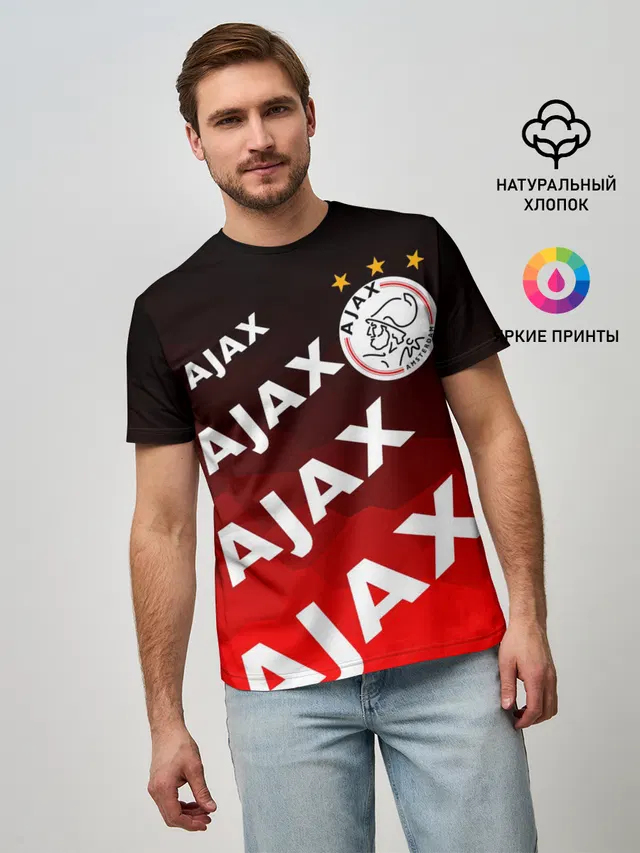 Мужская базовая футболка с принтом «FC Ajax Amsterdam — ФК АЯКС»