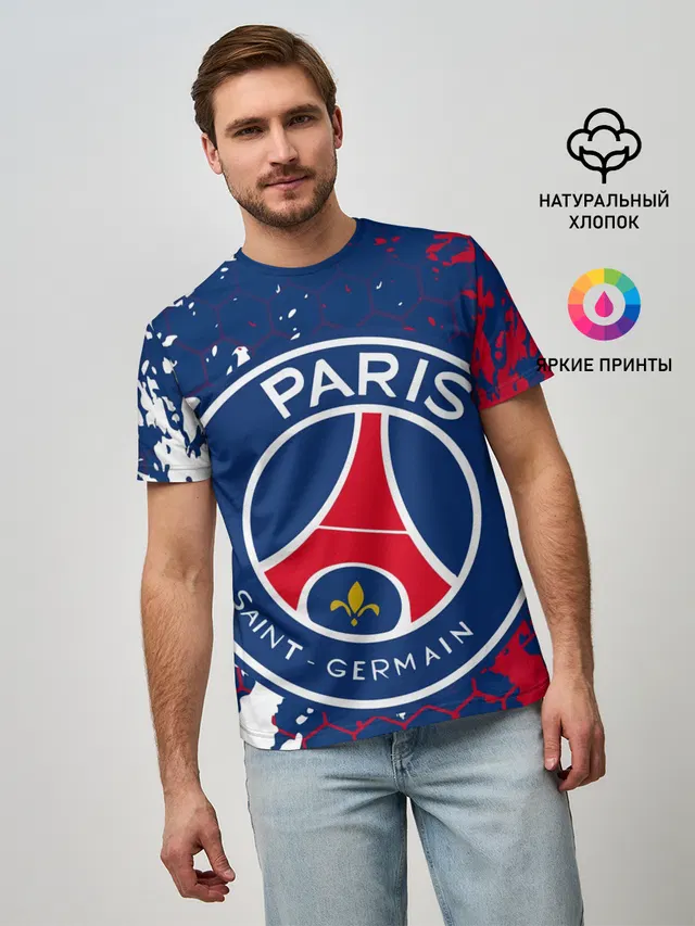 Мужская базовая футболка с принтом «ПСЖ — ФК ПСЖ — FC PSG — PARIS SG»
