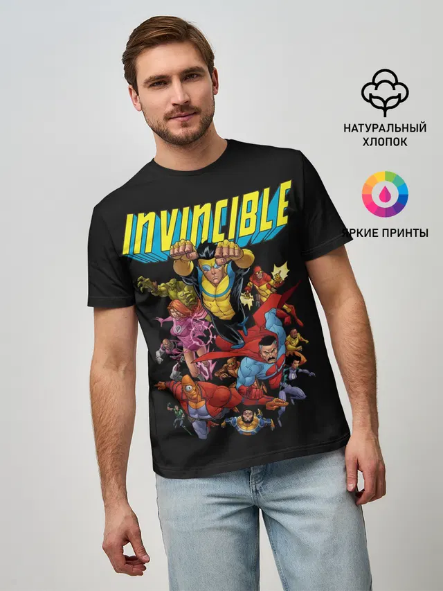Мужская базовая футболка с принтом «Разное — Неуязвимый — Invincible»