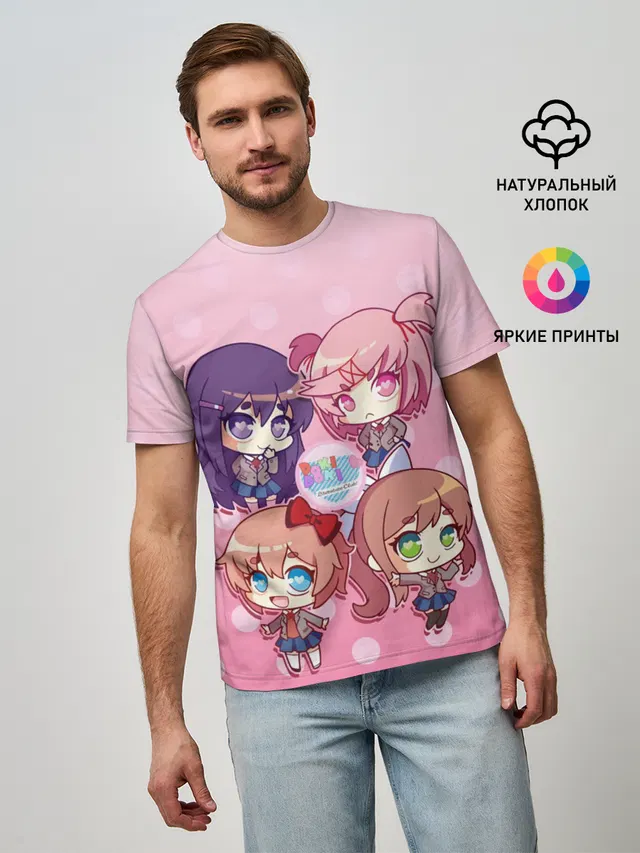 Мужская базовая футболка с принтом «Doki Doki Literature Club»