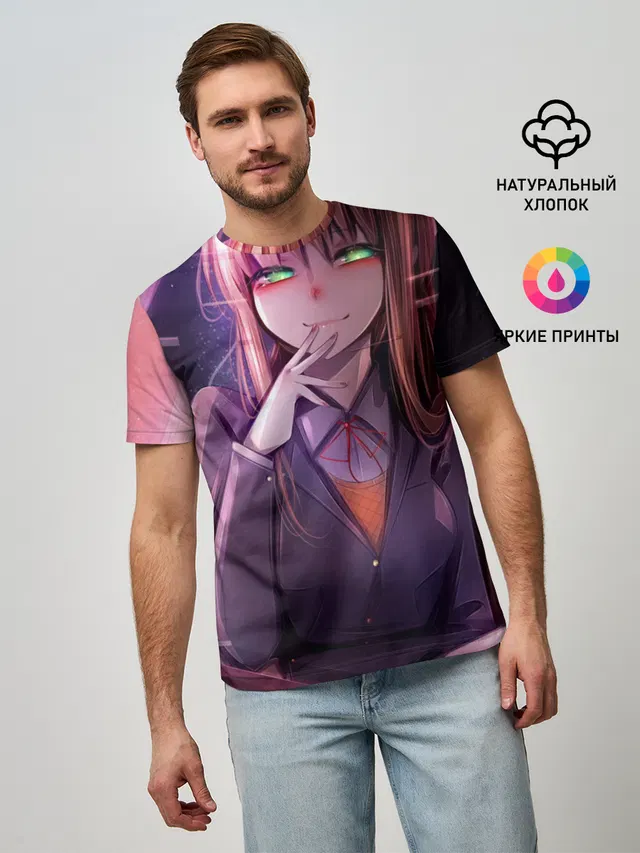 Мужская базовая футболка с принтом «Doki Doki Literature Club — Monika Doki Doki»