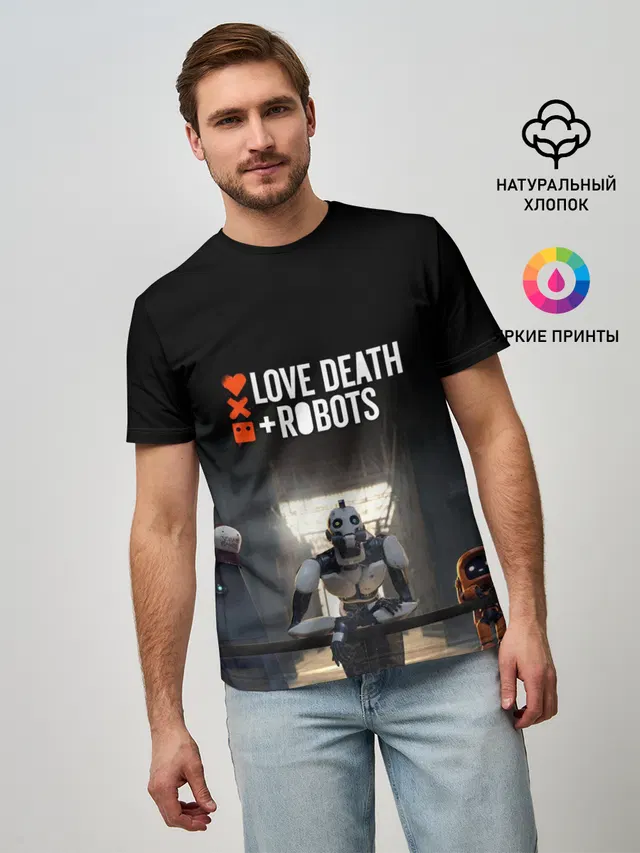 Мужская базовая футболка с принтом «Robot»