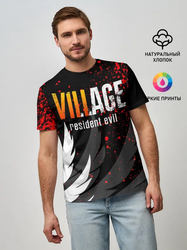 Мужская базовая футболка с принтом «Resident Evil 8 Village»