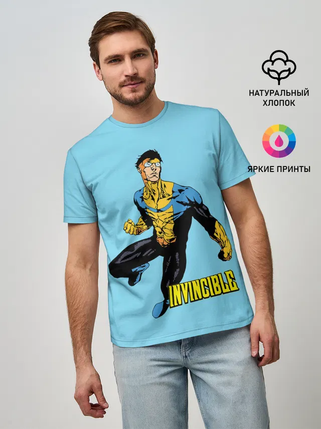 Мужская базовая футболка с принтом «Invincible»