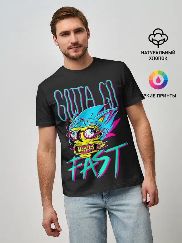 Мужская базовая футболка с принтом «Gotta go fast»