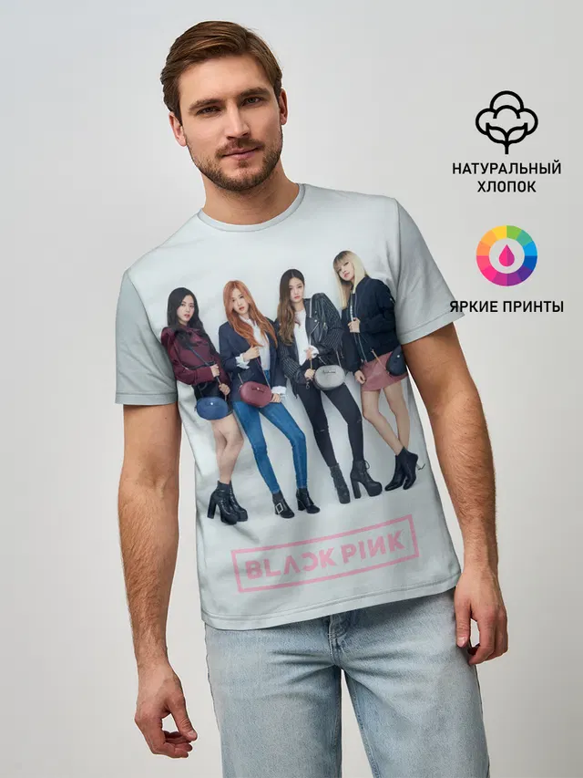 Мужская базовая футболка с принтом «Blackpink Squad»
