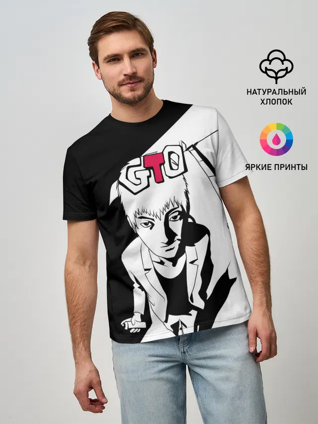 Мужская базовая футболка с принтом «Эйкити Онидзука — GTO»