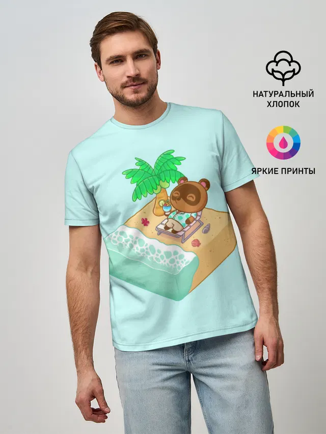 Мужская базовая футболка с принтом «Beach Crossing»
