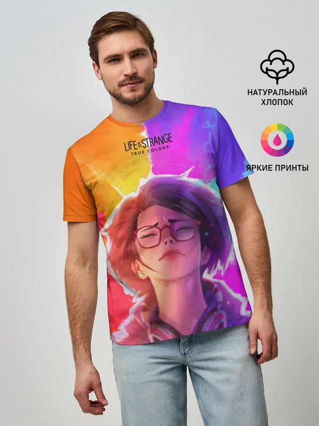 Мужская базовая футболка с принтом «Life Is StrangeTrue Colors»