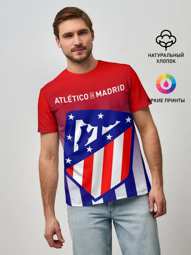 Мужская базовая футболка с принтом «Football club — ATLETICO DE MADRID — АТЛЕТИКО»