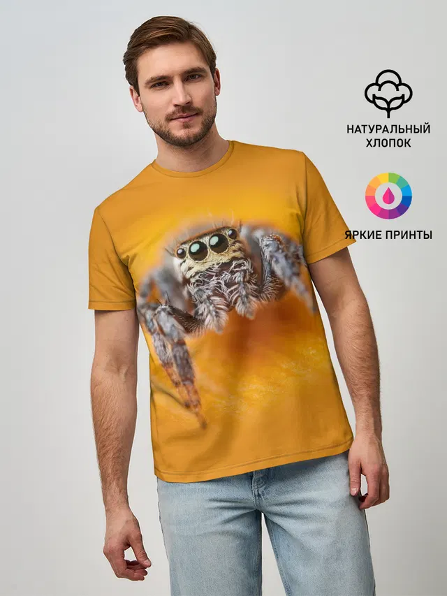 Мужская базовая футболка с принтом «Животные — ПАУК — SPIDER»