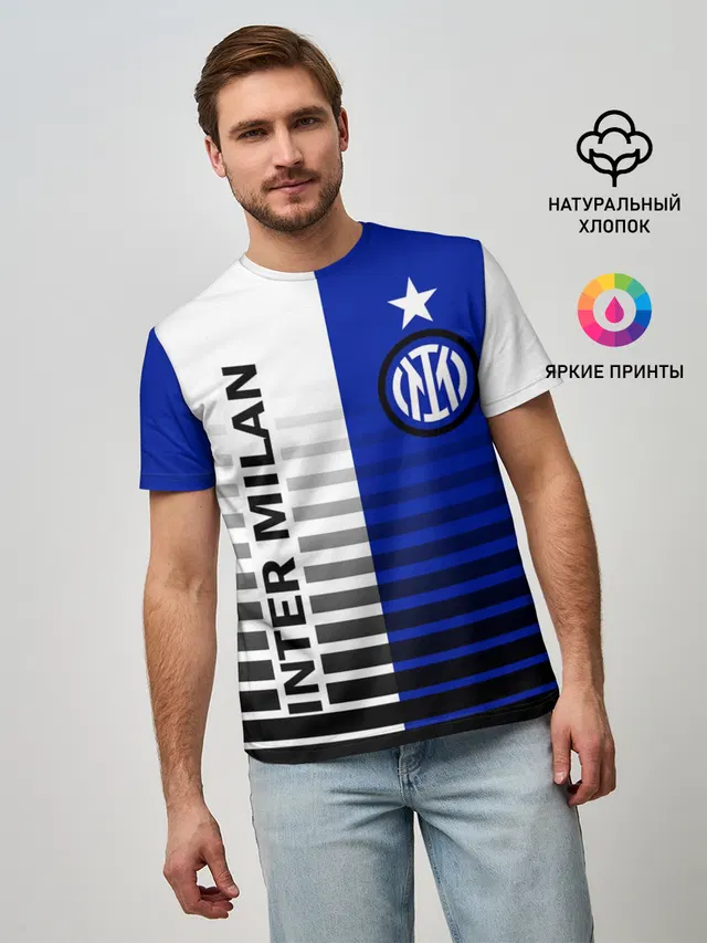 Мужская базовая футболка с принтом «Inter Milan crest — INTER MILAN»