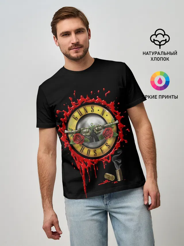 Мужская базовая футболка с принтом «Guns N Roses»