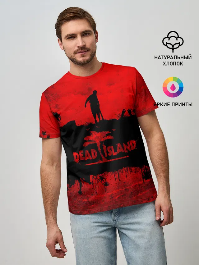 Мужская базовая футболка с принтом «Dead island — Island of blood»