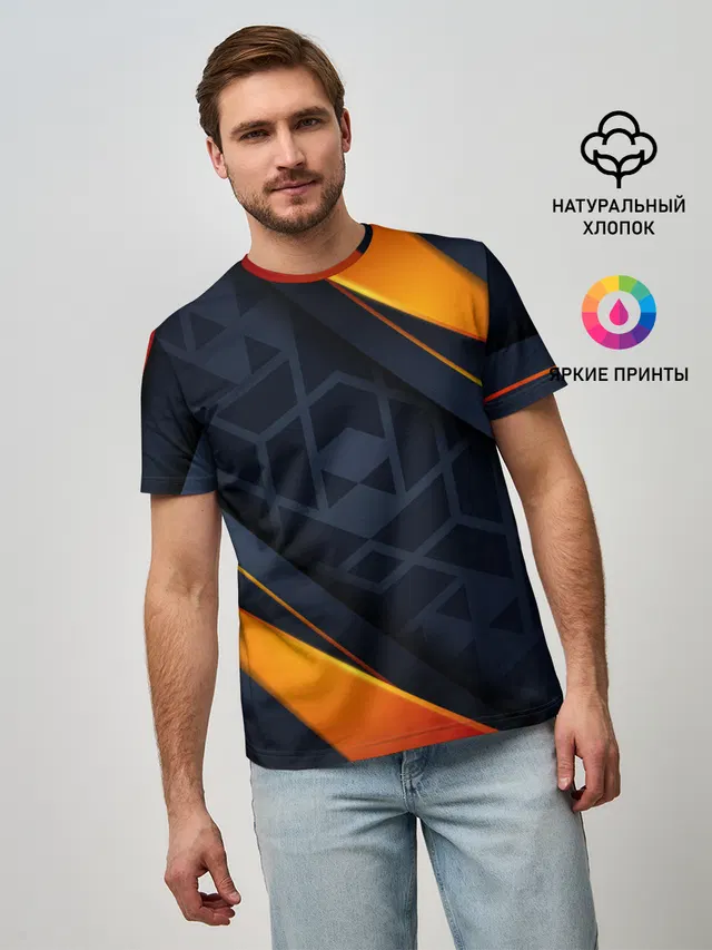Мужская базовая футболка с принтом «Black Orange»