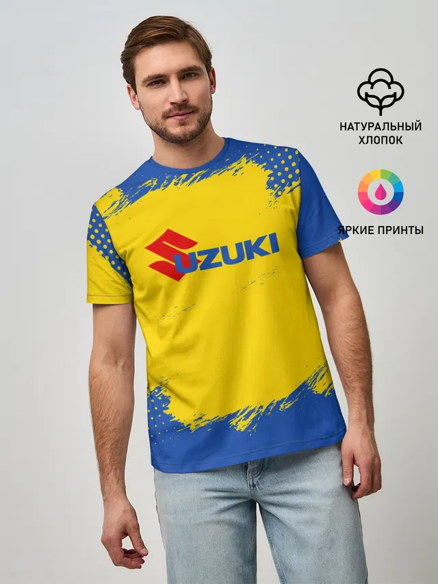 Мужская базовая футболка с принтом «Suzuki»