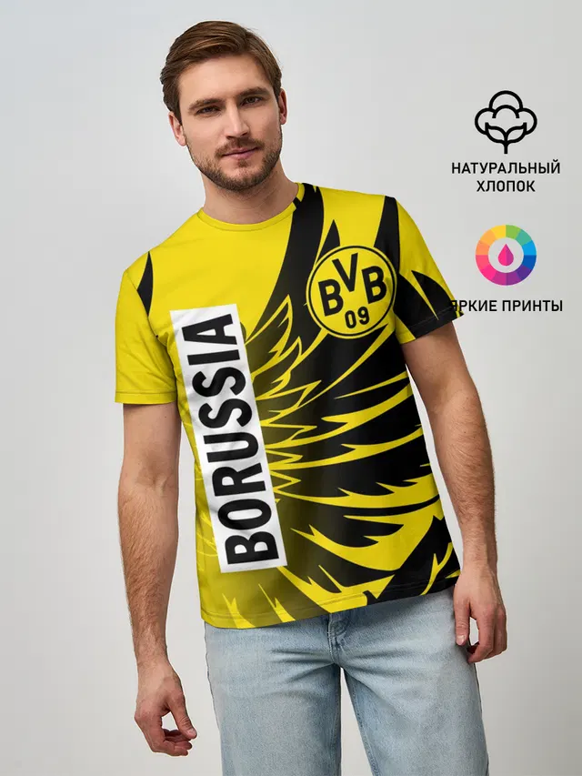 Мужская базовая футболка с принтом «Wings — ФК БОРУССИЯ — FC BORUSSIA»