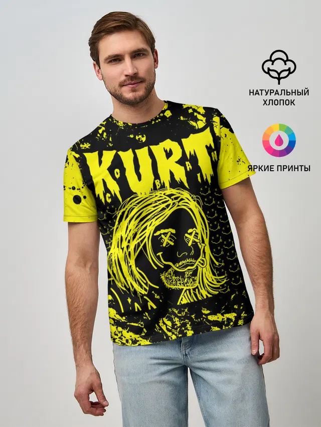 Мужская базовая футболка с принтом «Kurt Cobain — Nirvana 9»
