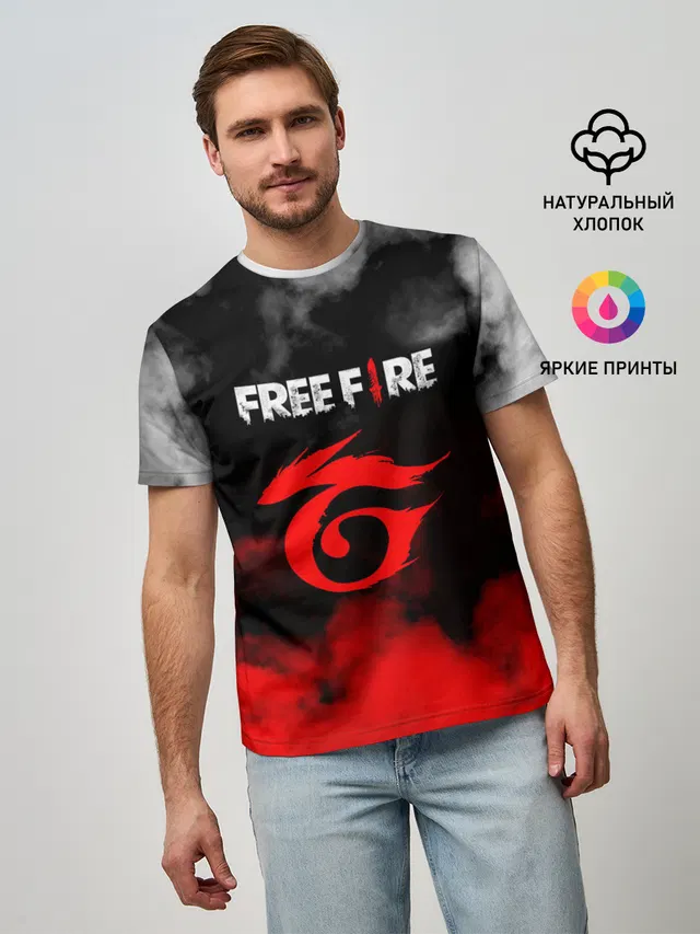 Мужская базовая футболка с принтом «Garena Free Fire — ГАРЕНА ФРИ ФАЕР.»