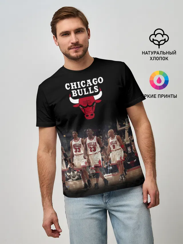 Мужская базовая футболка с принтом «НБА — CHICAGO BULLS [3]»