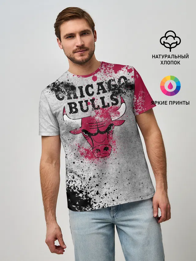 Мужская базовая футболка с принтом «НБА — CHICAGO BULLS [8]»