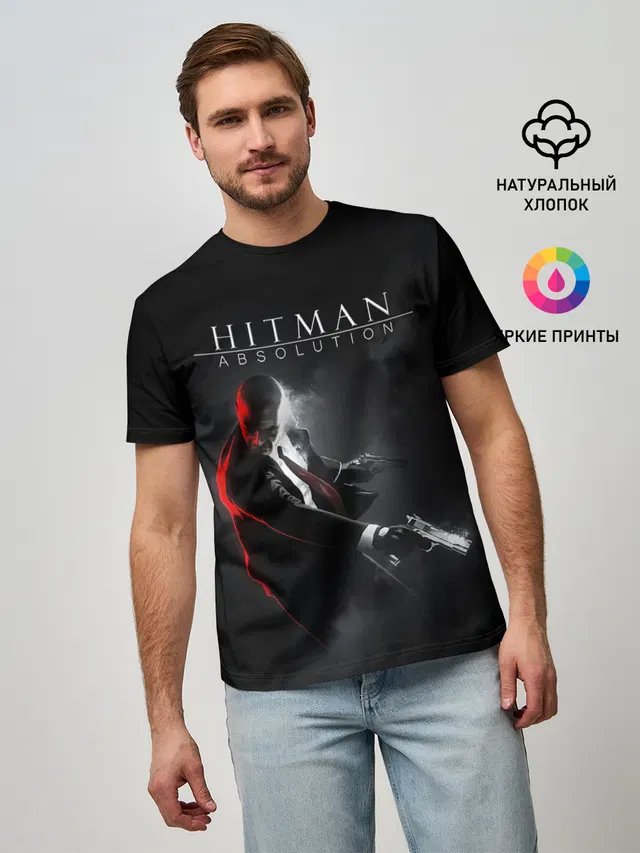 Мужская базовая футболка с принтом «Hitman Absolution»