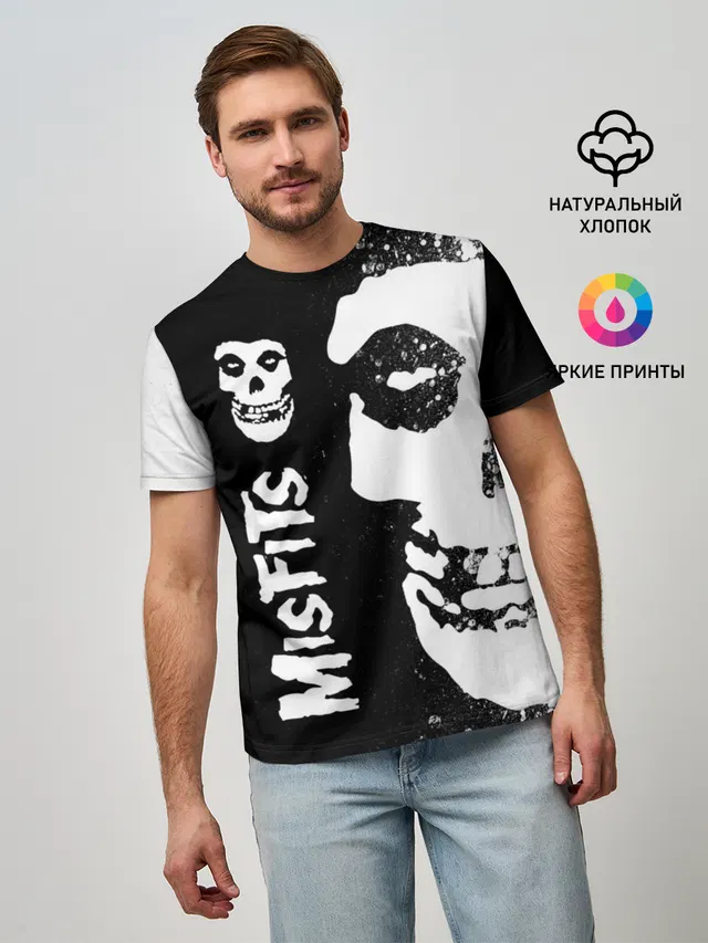 Мужская базовая футболка с принтом «Разный рок — MISFITS [1]»