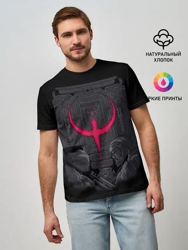 Мужская базовая футболка с принтом «Quake — Quake tournament»