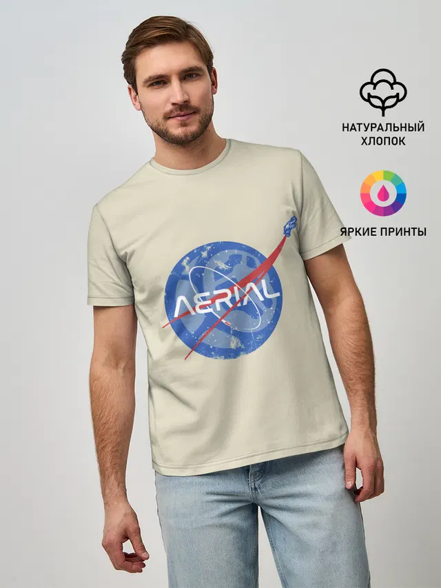 Мужская базовая футболка с принтом «Nasa x Rocket league»