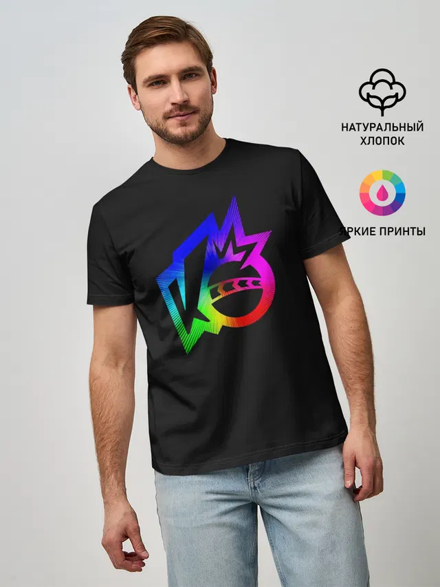 Мужская базовая футболка с принтом «The knockout city — Knockout city. Rainbow logo»