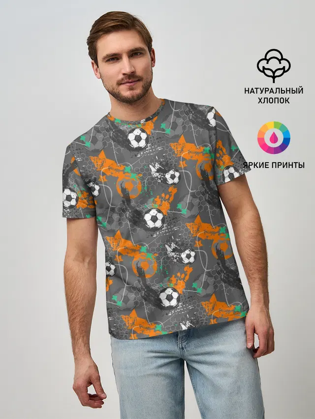 Мужская базовая футболка с принтом «Soccer ball icon — Football»