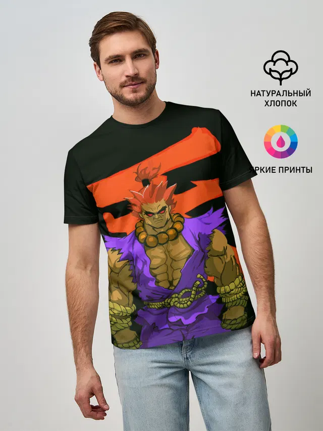 Мужская базовая футболка с принтом «Street Fighter — Бланка»