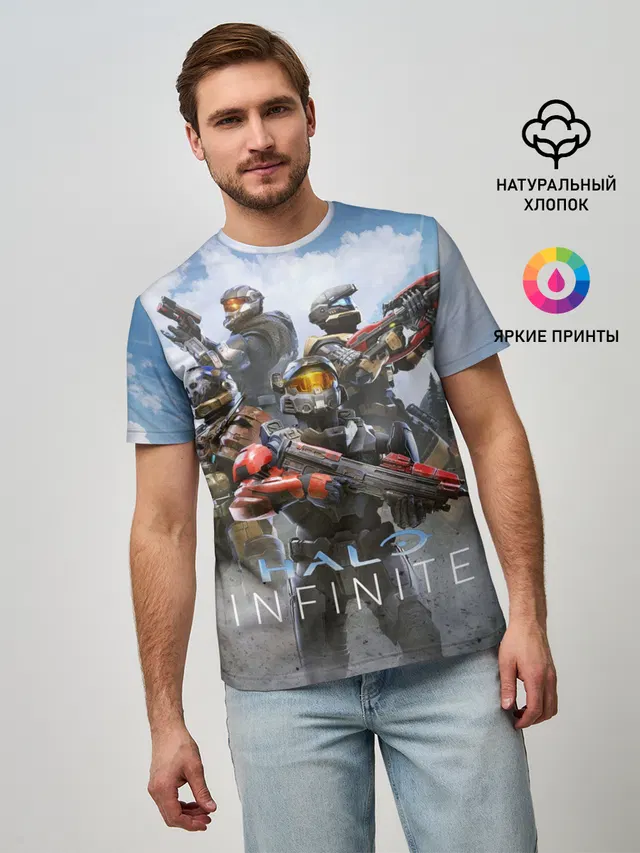Мужская базовая футболка с принтом «Halo infinite Мультиплеер»