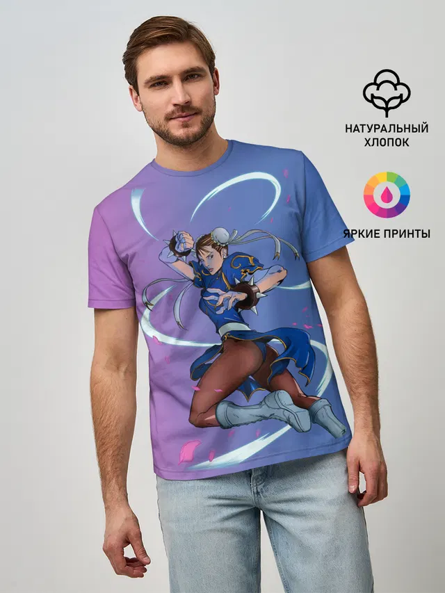 Мужская базовая футболка с принтом «Dengerous Chun Li»