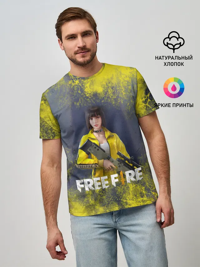 Мужская базовая футболка с принтом «Garena Freefire Батлграунд — БАТЛГРАУНД»