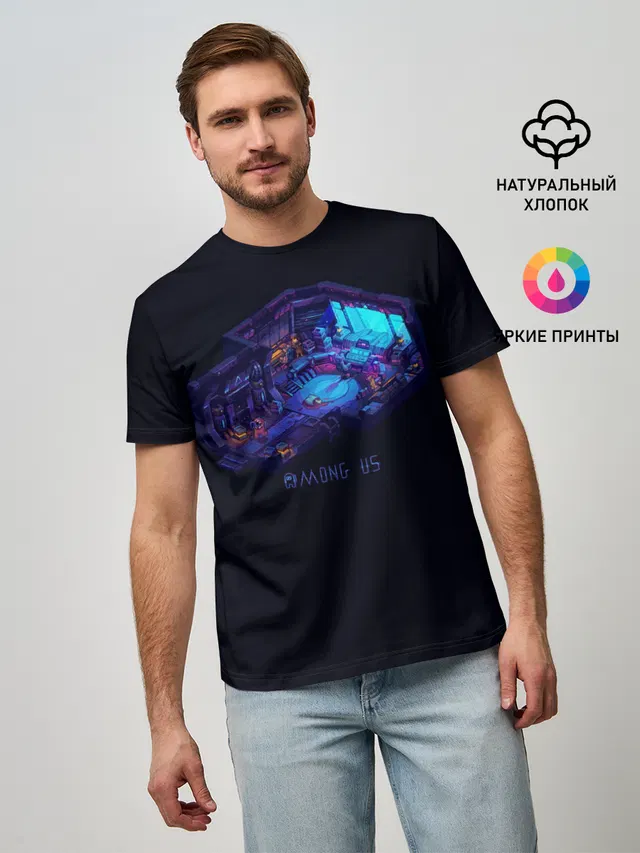 Мужская базовая футболка с принтом «Pixel art»