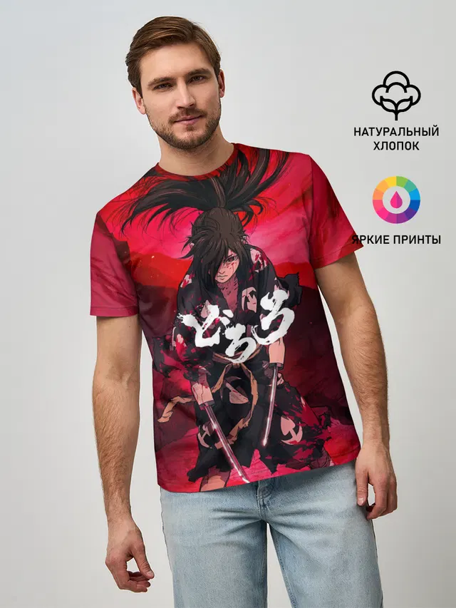 Мужская базовая футболка с принтом «Dororo Poster Дороро Постер»