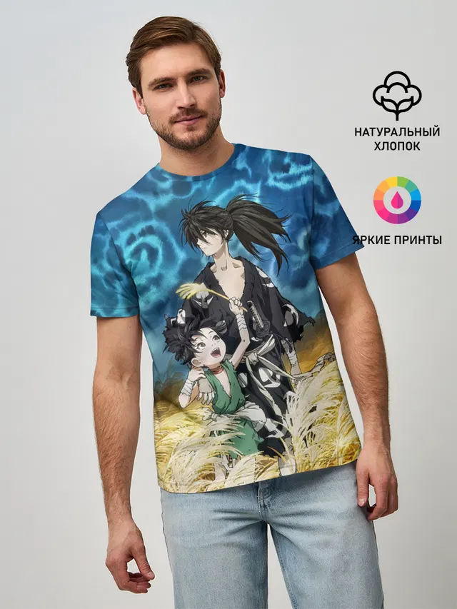 Мужская базовая футболка с принтом «Хяккимару с Дороро DORORO»