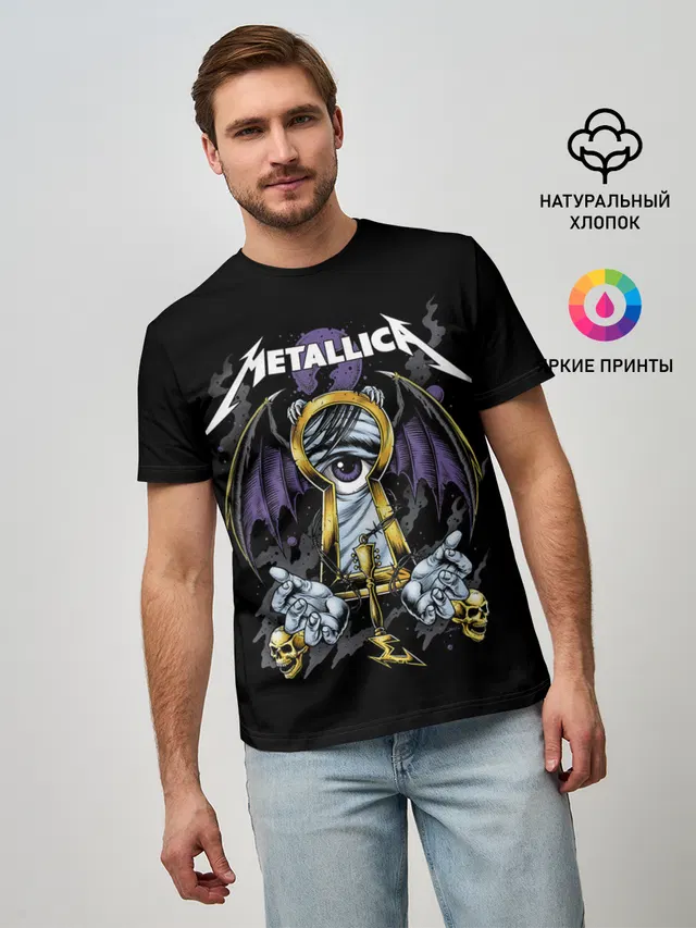 Мужская базовая футболка с принтом «Metallica — Взгляд сквозь замок»