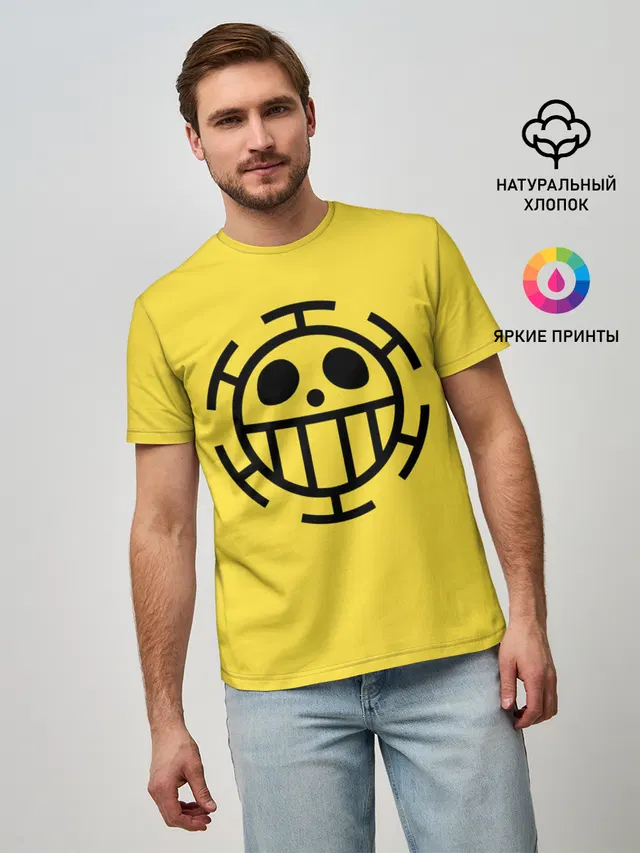 Мужская базовая футболка с принтом «Ван Пис — Как у Трафальгара Ло One Piece»