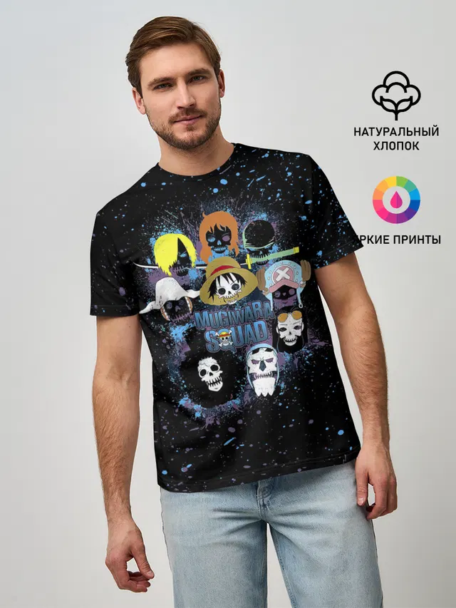 Мужская базовая футболка с принтом «Ван Пис — Отдряд Мугивара One Piece»