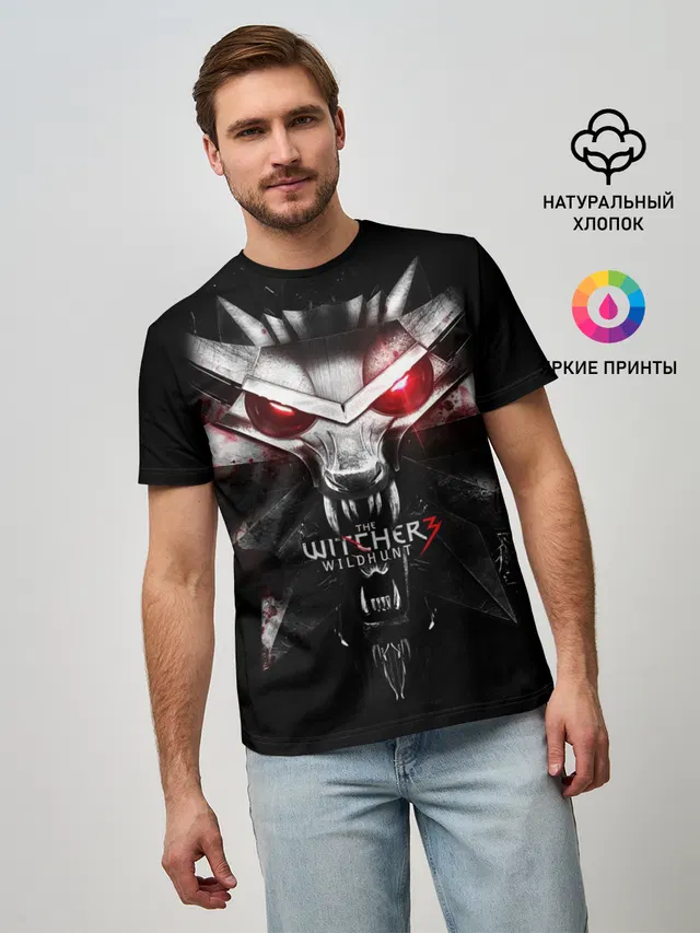 Мужская базовая футболка с принтом «THE Witcher Logo»