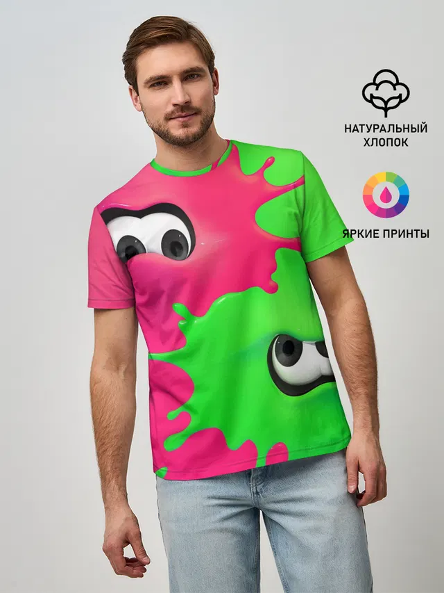 Мужская базовая футболка с принтом «Splatoon»
